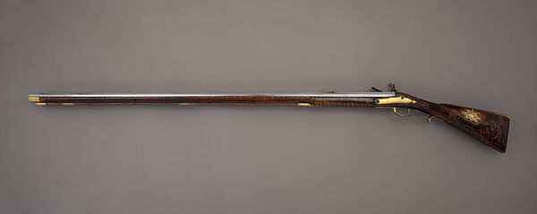 Flintlock Longrifle, Johann Christian Oerter (American, Christian's Spring, Pennsylvania, 1747–1777), Wood, steel, brass, American, Christian's Spring, Pennsylvania