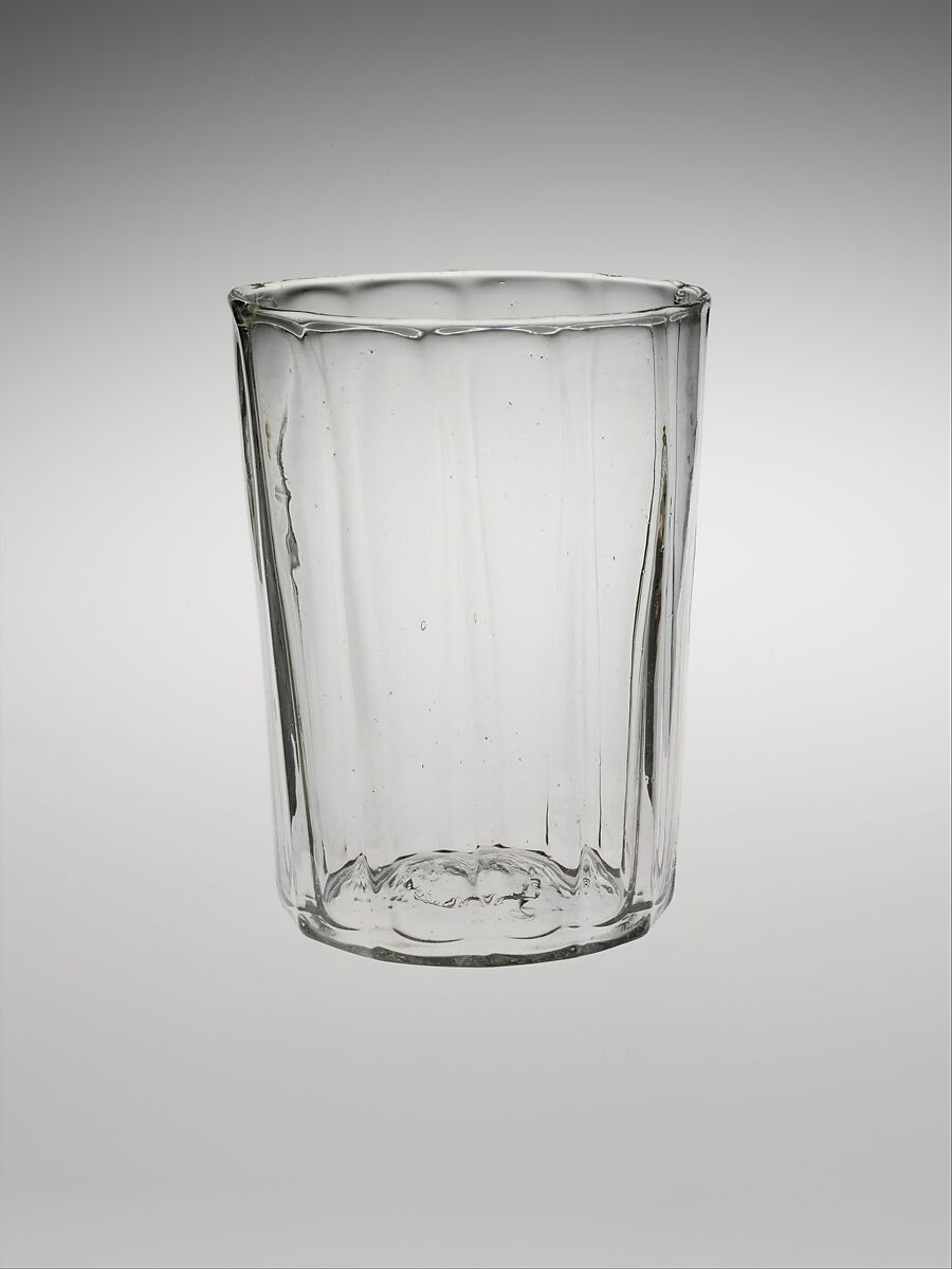 Tumbler, Blown pattern-molded glass, American 