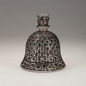Huqqa Base with Silver Beads, Glass with silver and coloured glass appliqué 