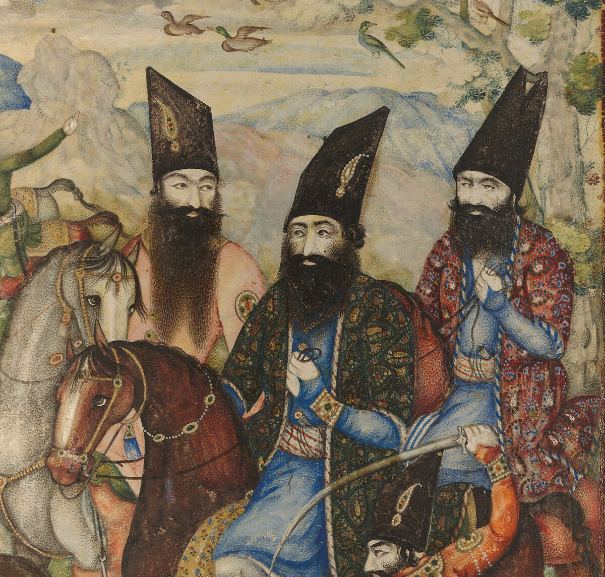Pair of Book Covers Depicting Fath 'Ali Shah Hunting, Pasteboad; painted and varnished