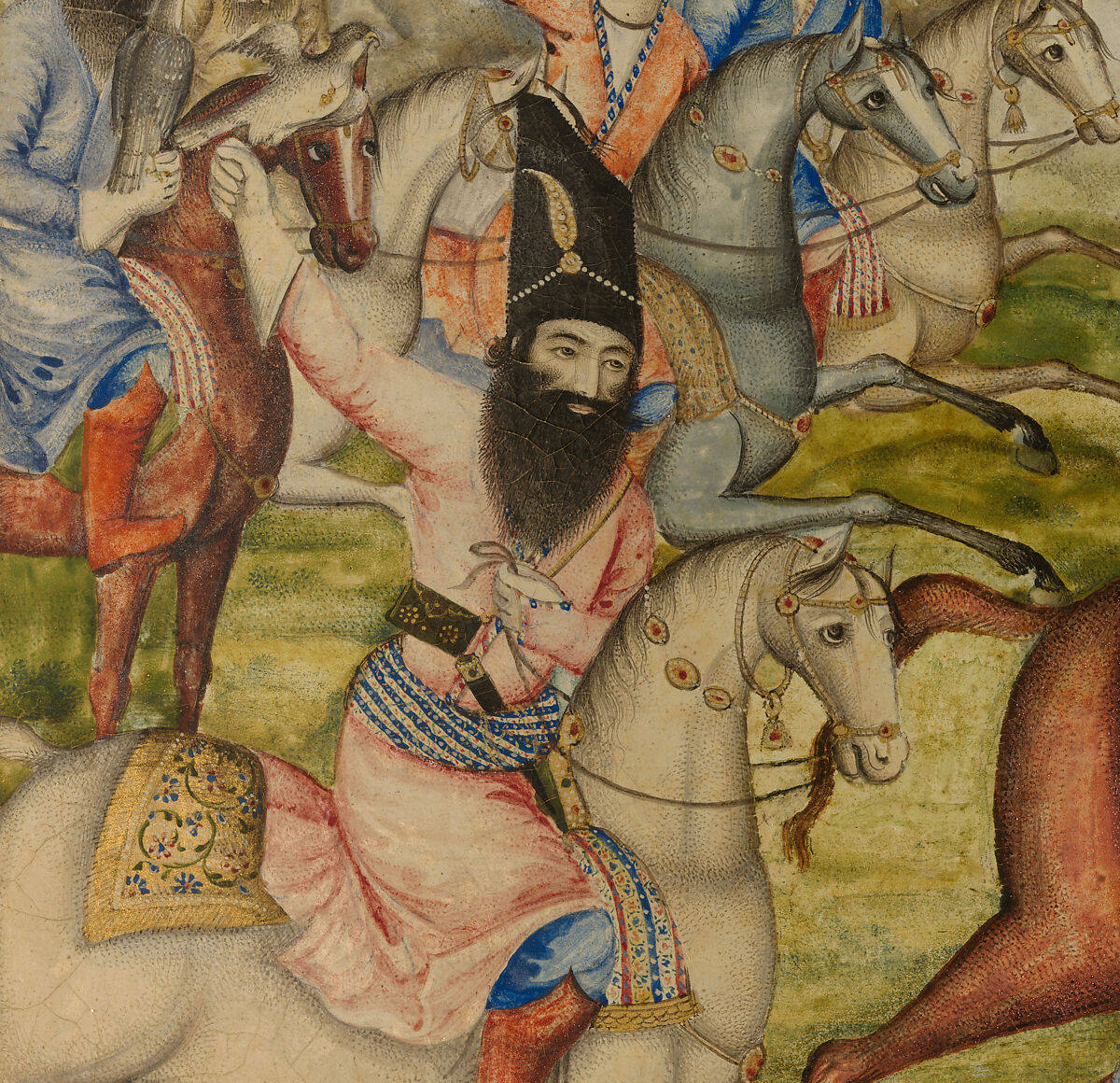 Pair of Book Covers Depicting Fath 'Ali Shah Hunting, Pasteboad; painted and varnished