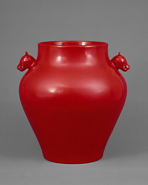 Ritual vessel (zun), Porcelain with red glaze (Jingdezhen ware), China