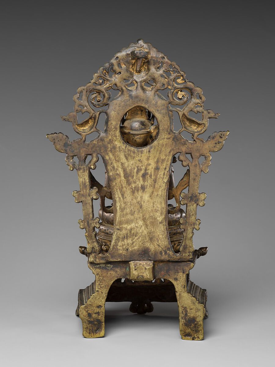 Enthroned Amitayus, Bronze with silver and copper inlay, Tibet