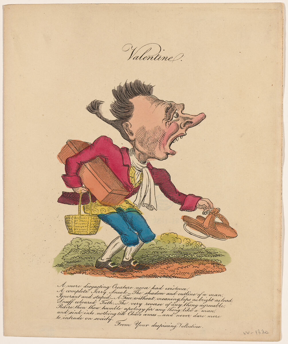 Comic Valentine (Despising Valentine), Anonymous (British, 19th century), Hand colored engraving 