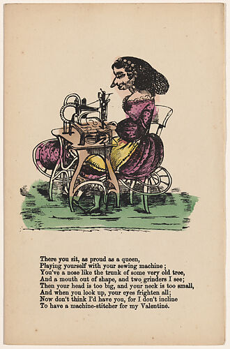 Comic Valentine (woman at sewing machine)