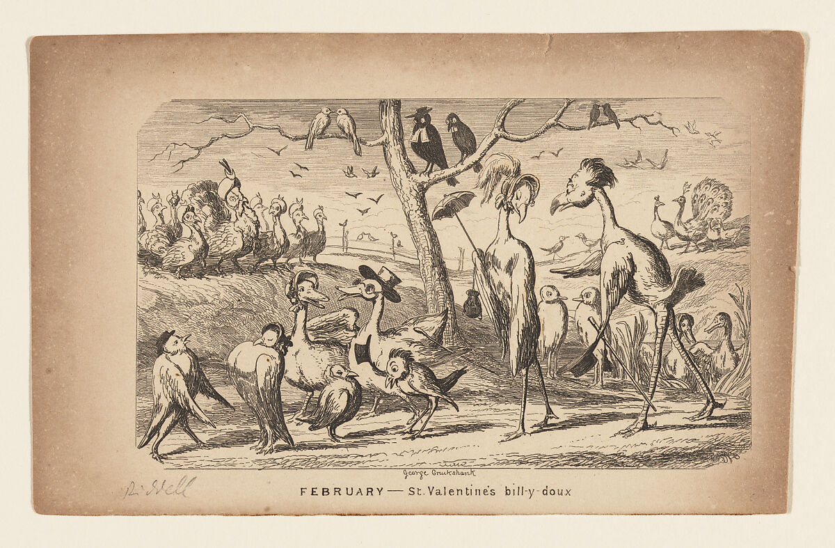 Comic Valentine (St. Valentine bill-y doux), George Cruikshank (British, London 1792–1878 London), Lithograph 