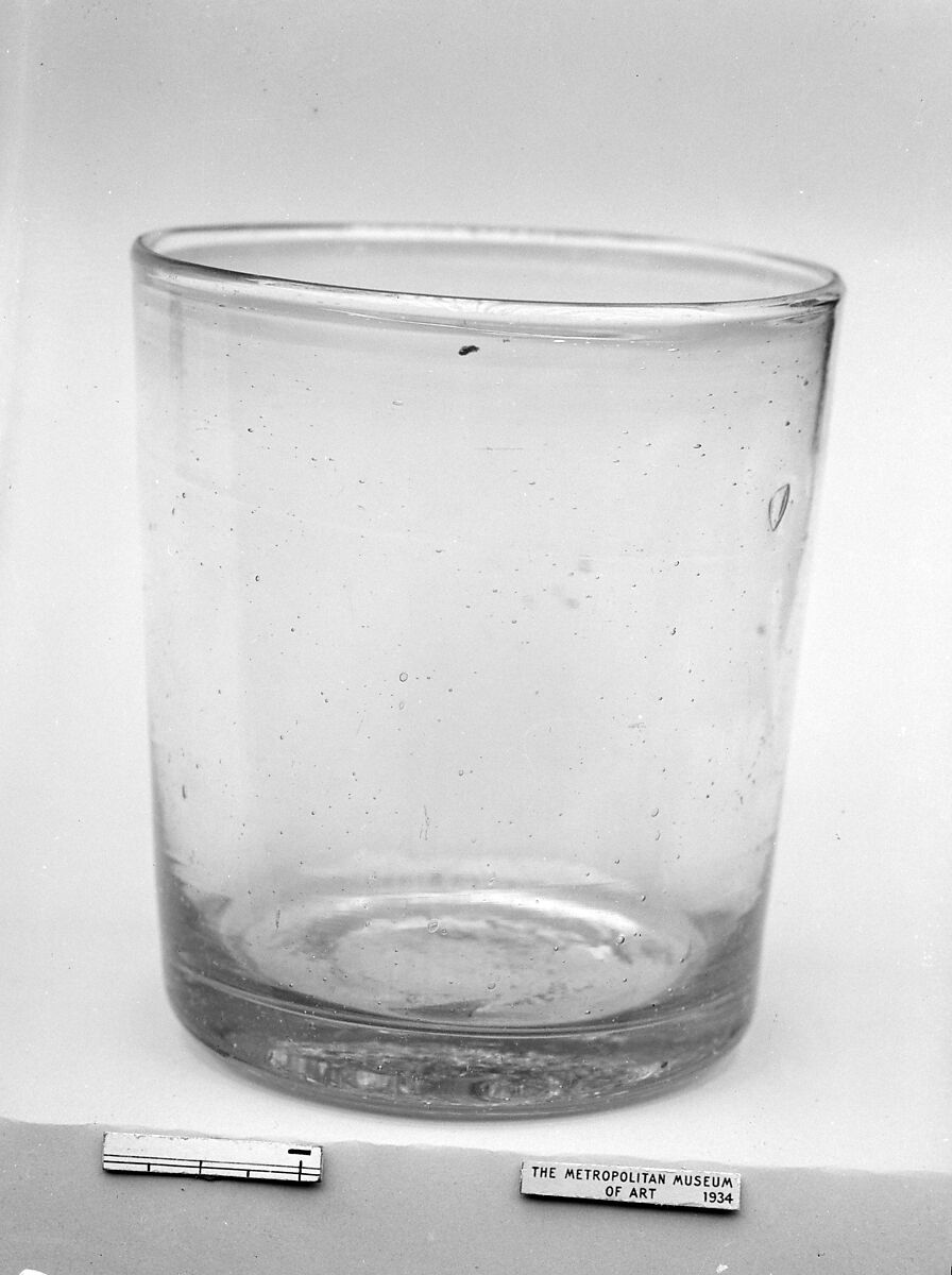 Tumbler, Free-blown aquamarine glass, American 