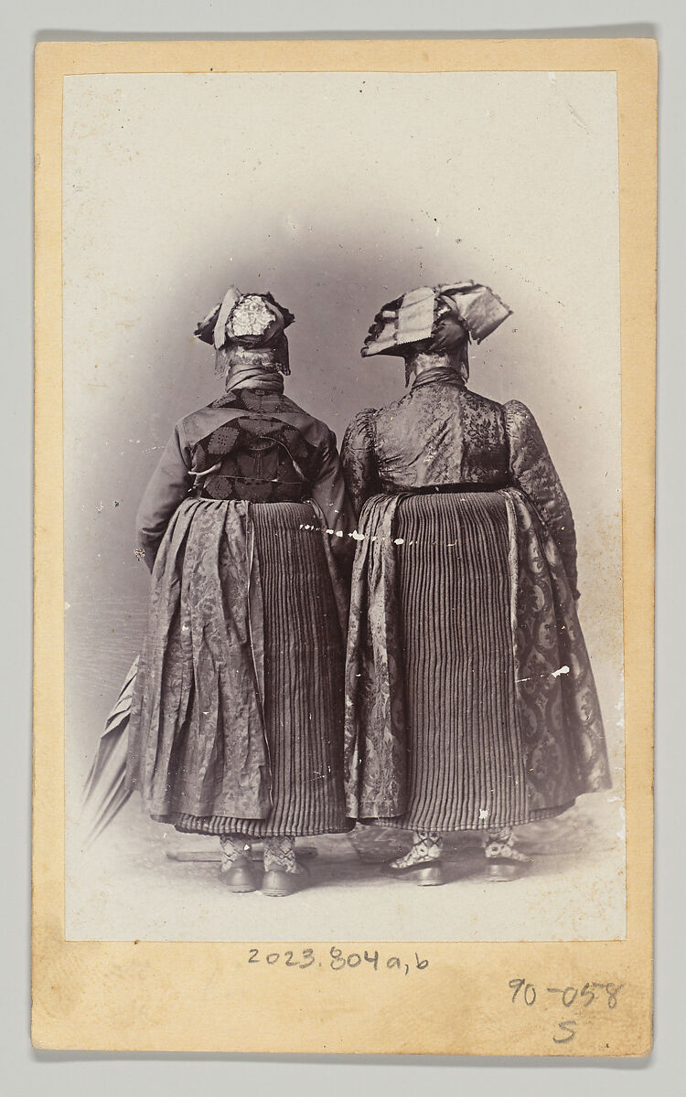 [Two Women in Regional Dress; Seen From Front and Back], Unknown, Albumen silver prints