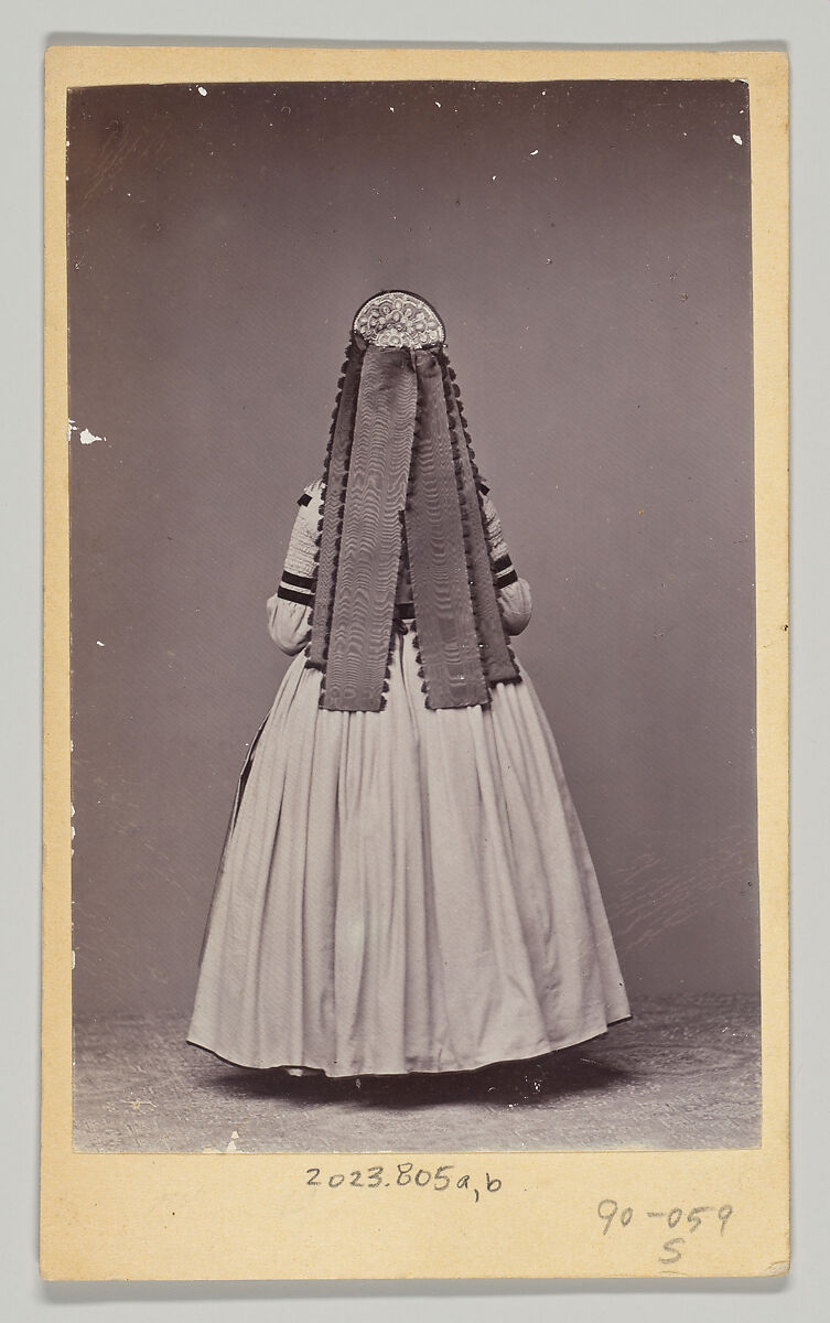 [Woman in Regional Dress, Seen From Front and Back], Unknown, Albumen silver prints