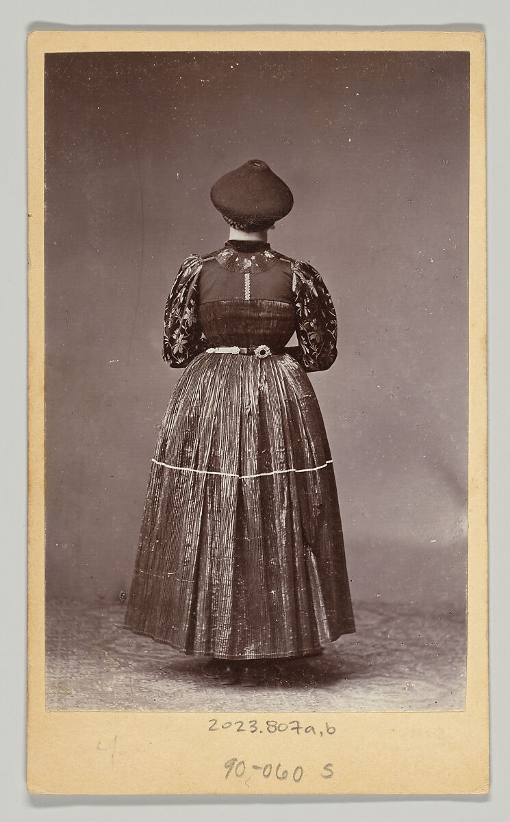 [Woman in Regional Dress, Seen From Front and Back], Unknown, Albumen silver prints