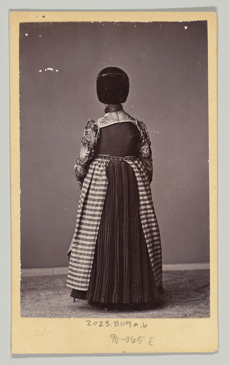 [Woman in Regional Dress, Seen From Front and Back], Unknown, Albumen silver prints