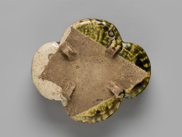 Covered Vessel (Futamono) with Plum Tree, Stoneware with iron brown under transparent glaze and copper-green glaze (Mino ware, Oribe type, Japan