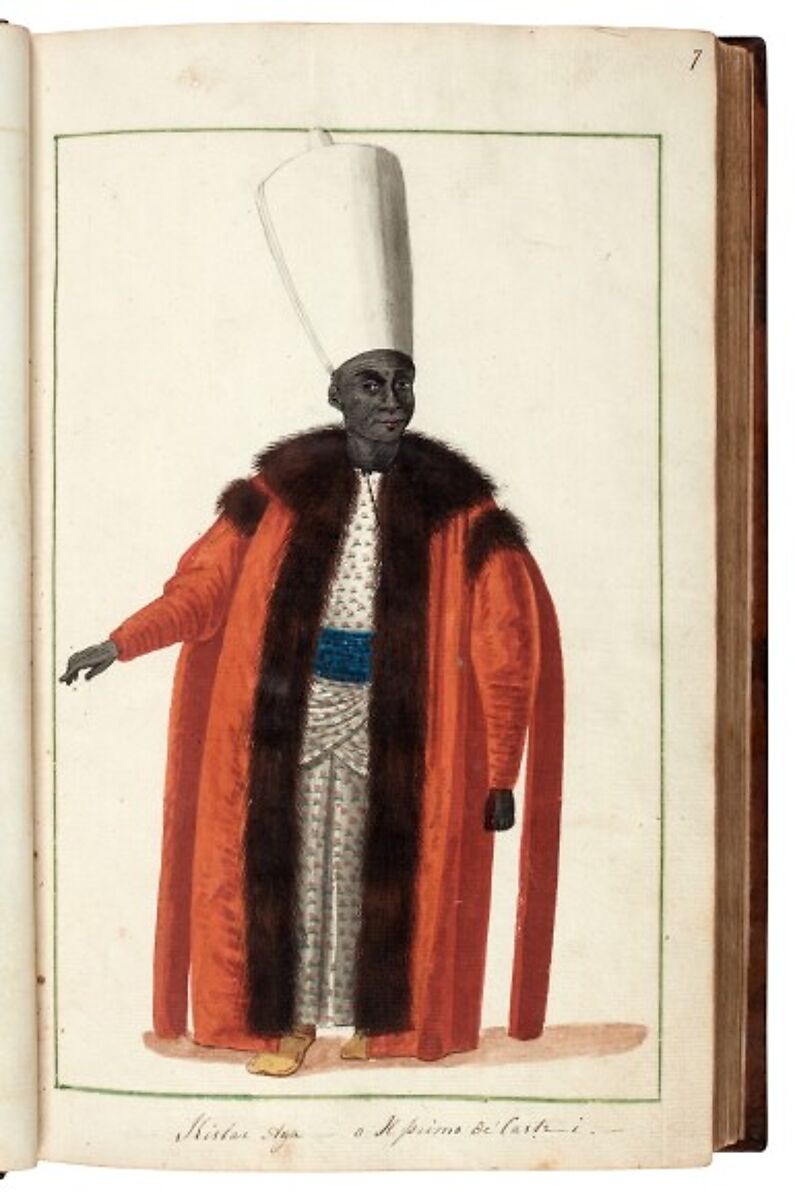 Illustrated Manuscript: ‘Costumi Turchi e Grechi fatti in Constantinopoli 1790’, Ink, opaque watercolor, and gold on paper; leather binding