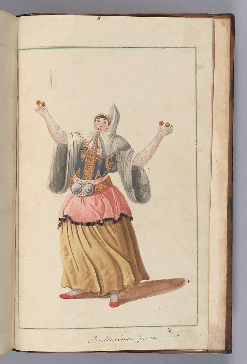 Illustrated Manuscript: ‘Costumi Turchi e Grechi fatti in Constantinopoli 1790’, Ink, opaque watercolor, and gold on paper; leather binding