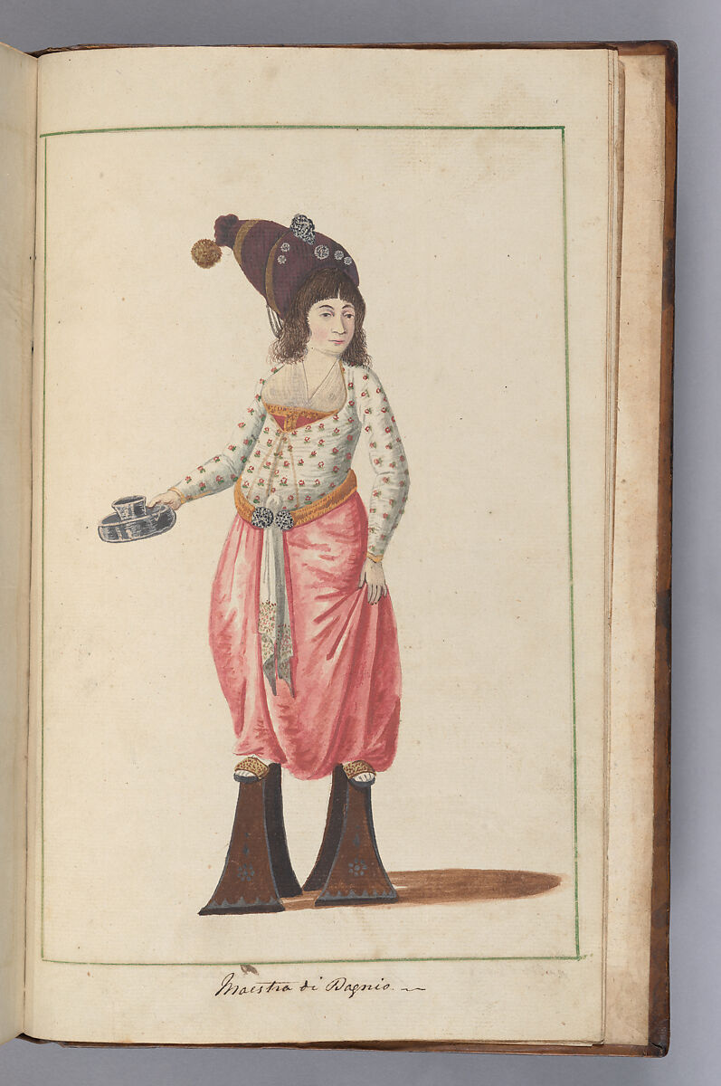 Illustrated Manuscript: ‘Costumi Turchi e Grechi fatti in Constantinopoli 1790’, Ink, opaque watercolor, and gold on paper; leather binding