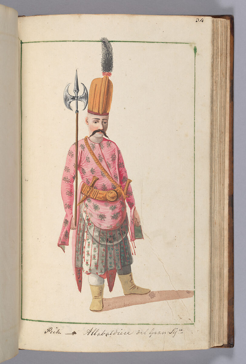 Illustrated Manuscript: ‘Costumi Turchi e Grechi fatti in Constantinopoli 1790’, Ink, opaque watercolor, and gold on paper; leather binding