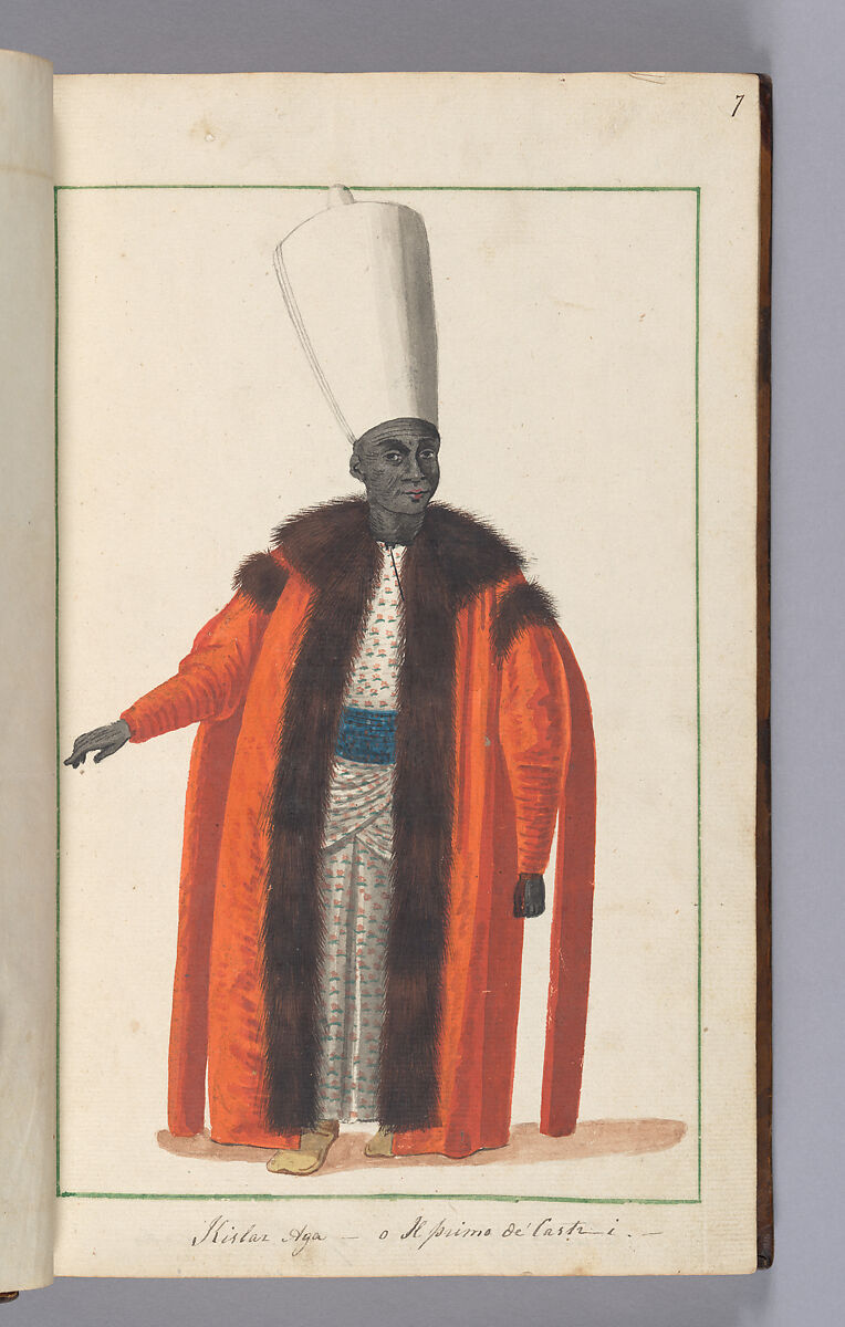 Illustrated Manuscript: ‘Costumi Turchi e Grechi fatti in Constantinopoli 1790’, Ink, opaque watercolor, and gold on paper; leather binding