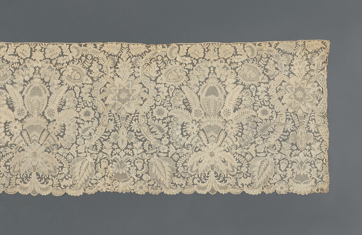 Length of Point-de-France lace, Needle lace in linen, French, possibly Alençon or Argentan