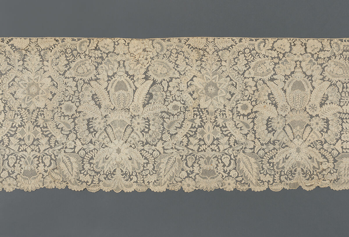 Length of Point-de-France lace, Needle lace in linen, French, possibly Alençon or Argentan