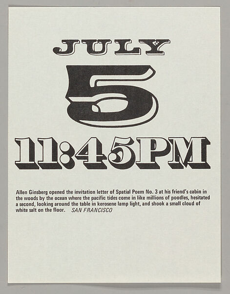 Spatial poem. No. 3 : a fluxcalender, Mieko (Chieko) Shiomi (Japanese, born 1938)