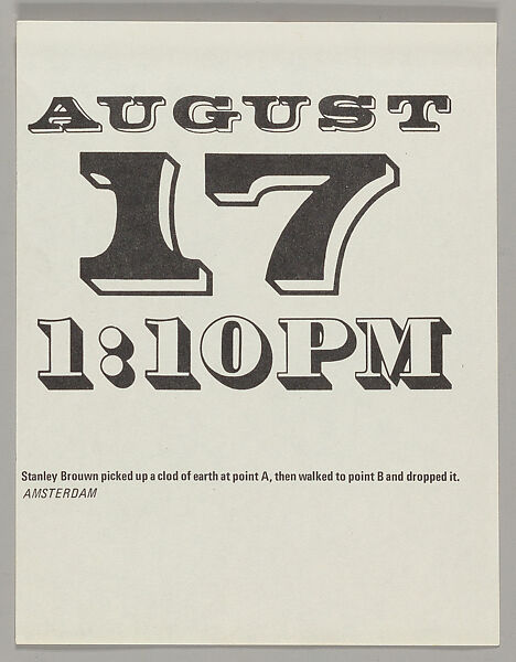 Spatial poem. No. 3 : a fluxcalender, Mieko (Chieko) Shiomi (Japanese, born 1938)