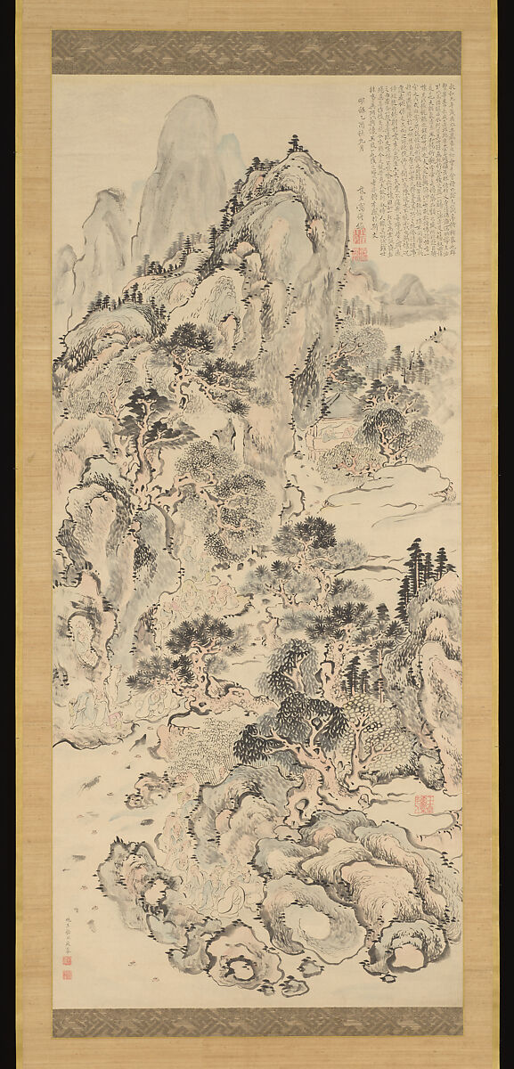 After Ike no Taiga's “Orchid Pavilion Gathering", Aoki Shukuya (Japanese, 1737–1802), Hanging scroll; ink and color on paper, Japan 