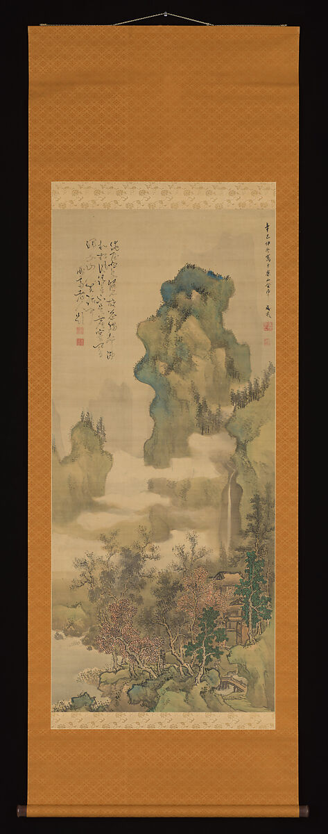 Quiet Residence in an Autumn Valley, Painting by Tani Bunchō (Japanese, 1763–1840), Hanging scroll; ink and color on silk, Japan