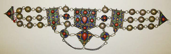 Diadem, Silver, enamels, coral 