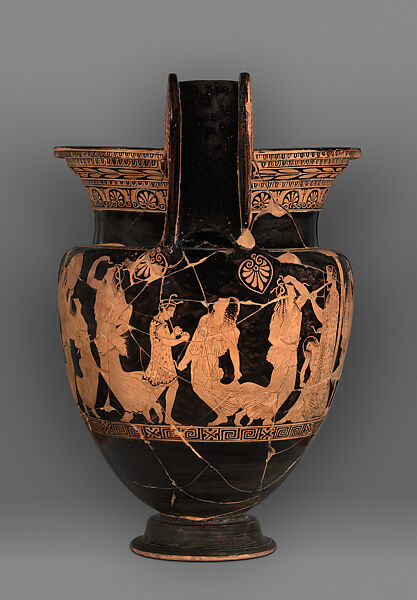 Terracotta volute- krater, Attributed to the Group of Polygnotos, Terracotta, Greek, Attic