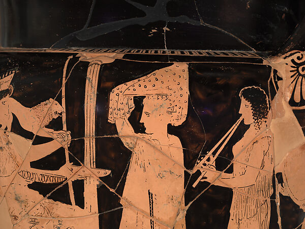 Terracotta volute- krater, Attributed to the Group of Polygnotos, Terracotta, Greek, Attic