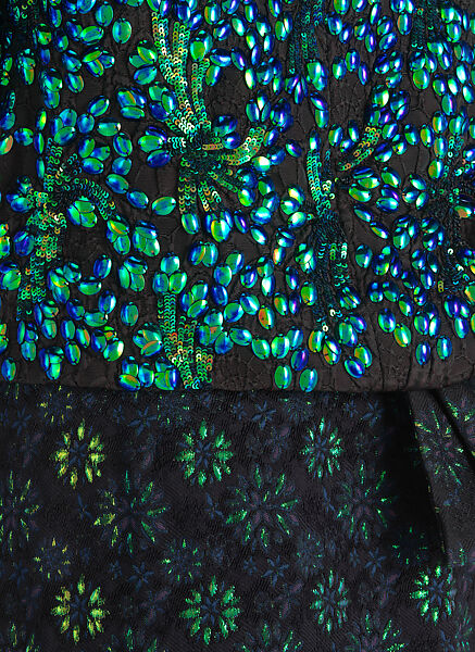 Ensemble, Dries Van Noten (Belgian, born 1958), (a) silk, wool, polyamide, (b) polyester, acetate, polyamide, (c) polyester, acetate, polyamide, (d) viscose, silk, feather, (e, f) leather, cotton, Belgian