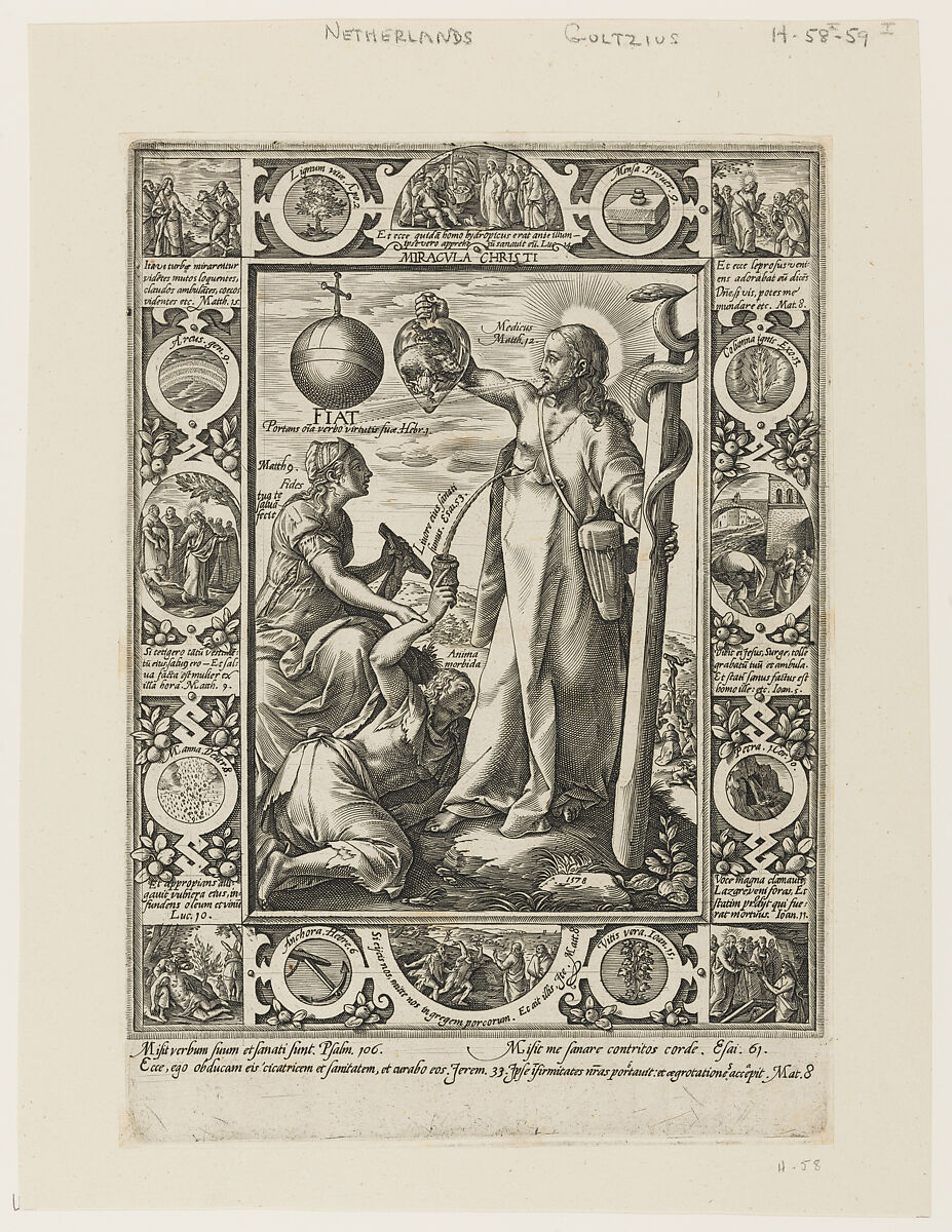 The Miraculous Healings of Christ, from the series Allegories Based on the Life of Christ, Hendrick Goltzius (Netherlandish, Mühlbracht 1558–1617 Haarlem), Engraving 