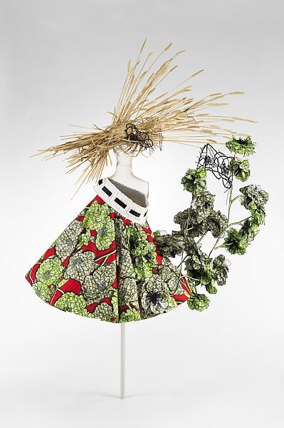 Ensemble, Viktor &amp; Rolf (Dutch, founded 1993), cotton, silk, synthetic fiber, cotton, straw, Dutch