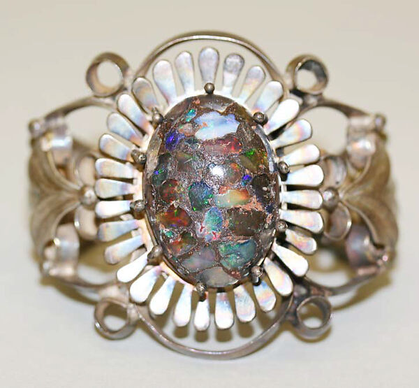 Bracelet, metal, opal, Mexican 