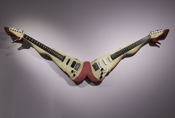 Custom-made "legs" guitar, Art Department, New Line Cinema  American, Wood, metal, polyvinyl chloride, polyurethane, and polyester paint, American