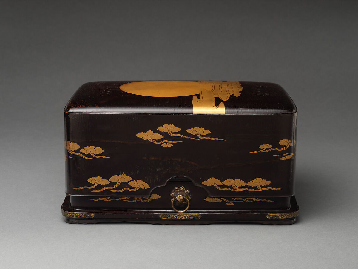 Sutra Box (Kyōbako) with Sun and Clouds, Lacquered wood with gold hiramaki-e; gilt bronze fittings, Japan
