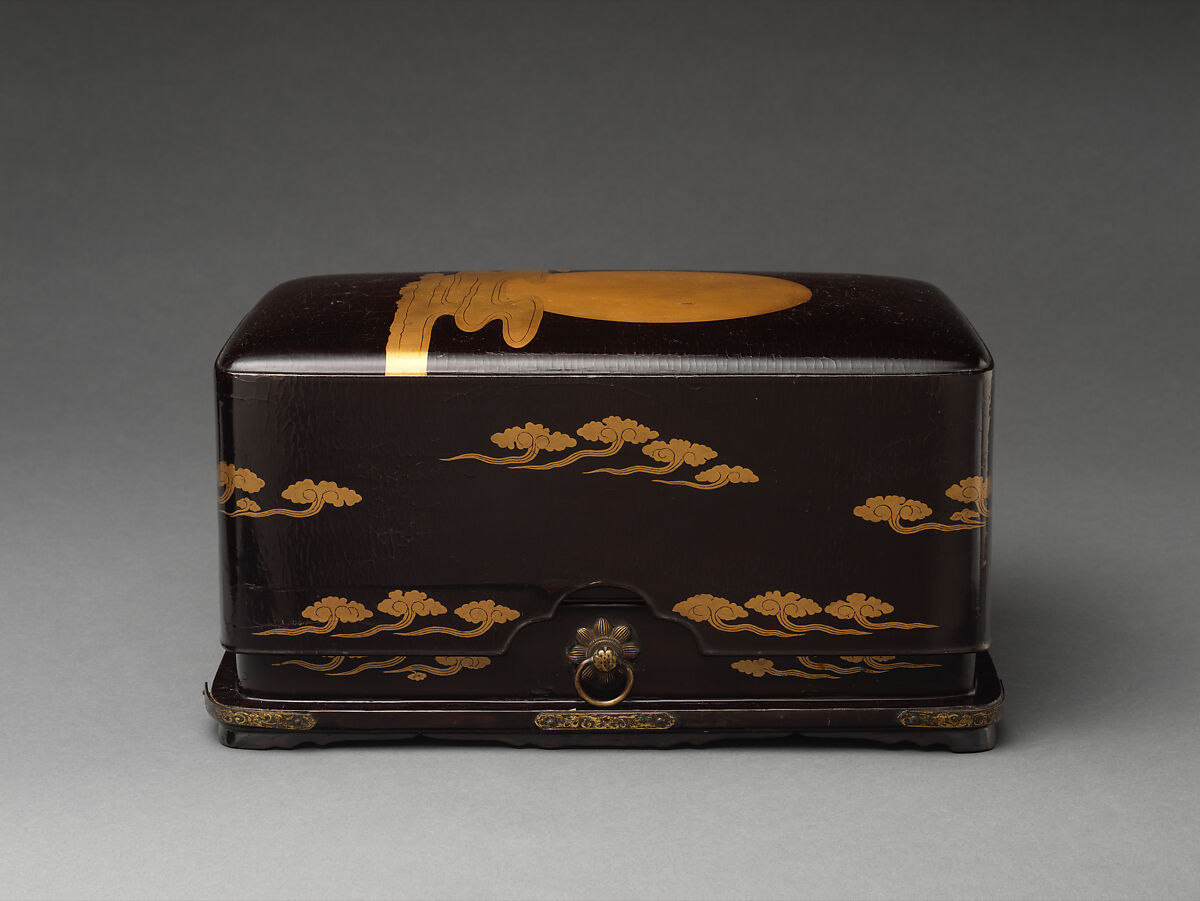 Sutra Box (Kyōbako) with Sun and Clouds, Lacquered wood with gold hiramaki-e; gilt bronze fittings, Japan