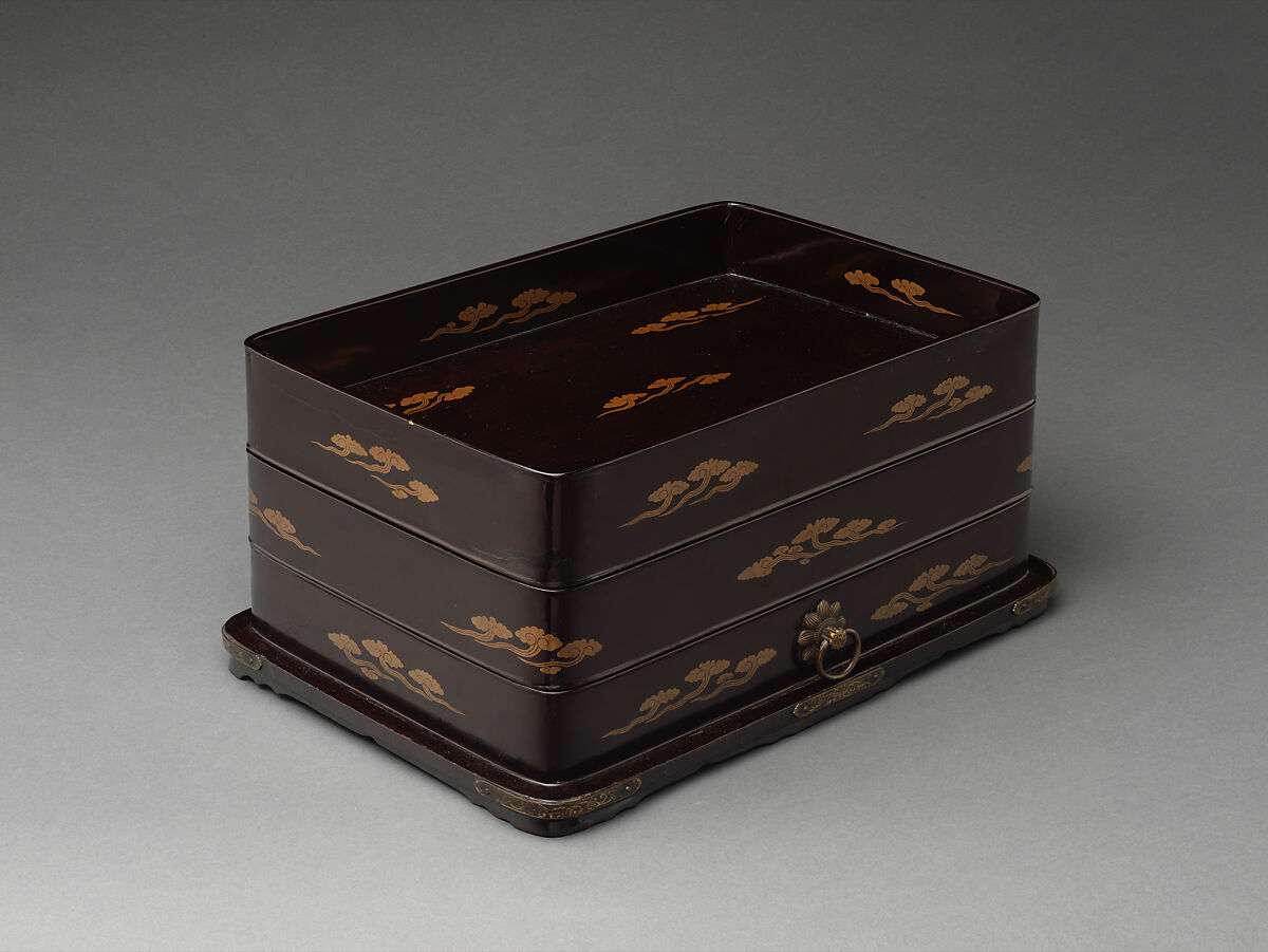 Sutra Box (Kyōbako) with Sun and Clouds, Lacquered wood with gold hiramaki-e; gilt bronze fittings, Japan