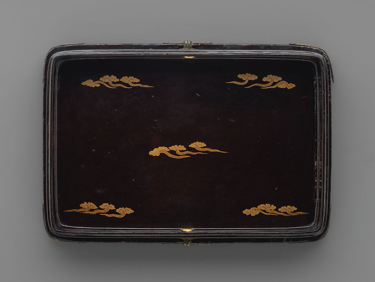 Sutra Box (Kyōbako) with Sun and Clouds, Lacquered wood with gold hiramaki-e; gilt bronze fittings, Japan