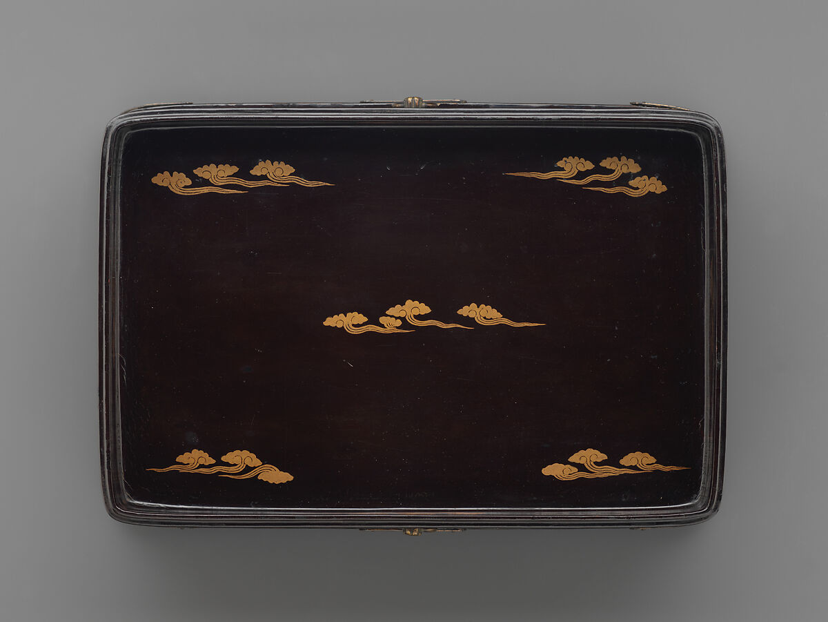 Sutra Box (Kyōbako) with Sun and Clouds, Lacquered wood with gold hiramaki-e; gilt bronze fittings, Japan