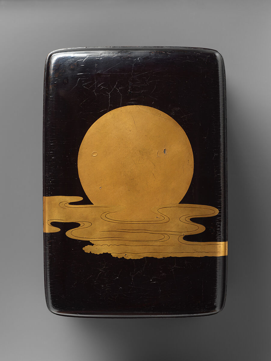 Sutra Box (Kyōbako) with Sun and Clouds, Lacquered wood with gold hiramaki-e; gilt bronze fittings, Japan