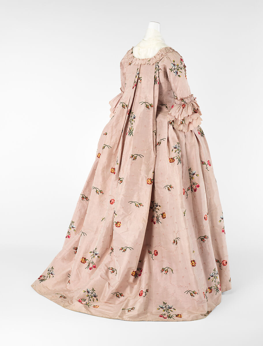 Robe à la française, silk, wool, linen, British