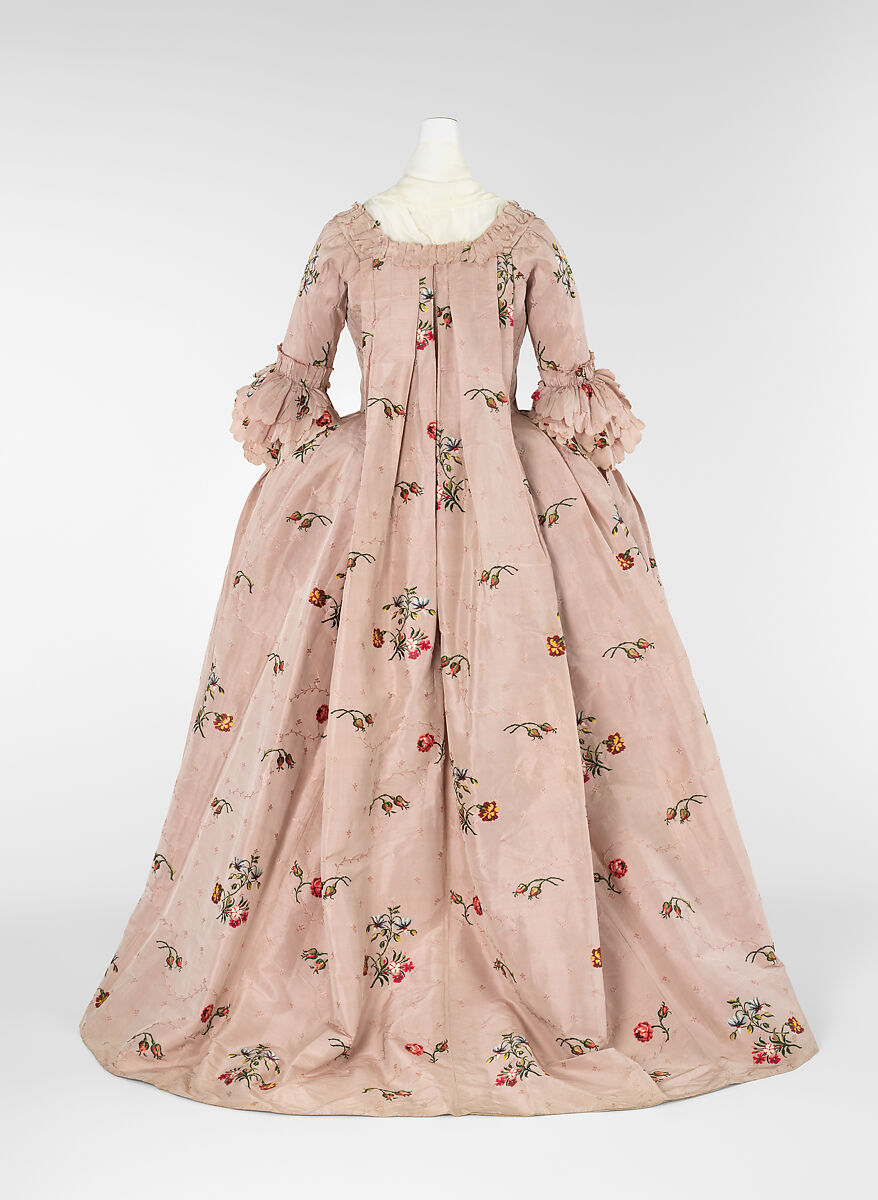Robe à la française, silk, wool, linen, British