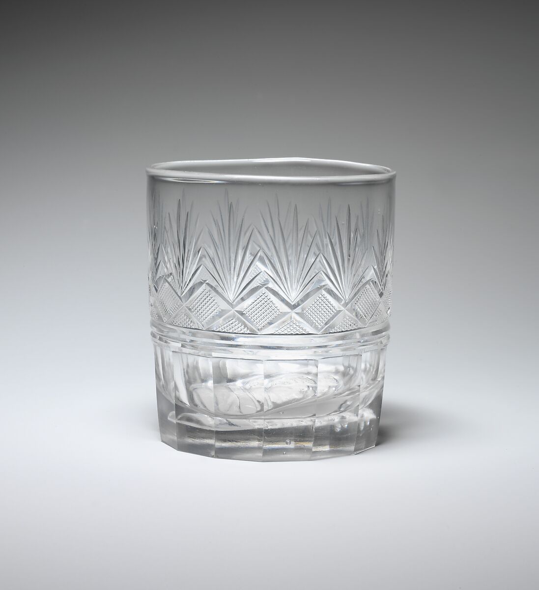 Tumbler, Bakewell, Page &amp; Bakewell (1808–1882), Blown and cut glass; clay cameo, American 