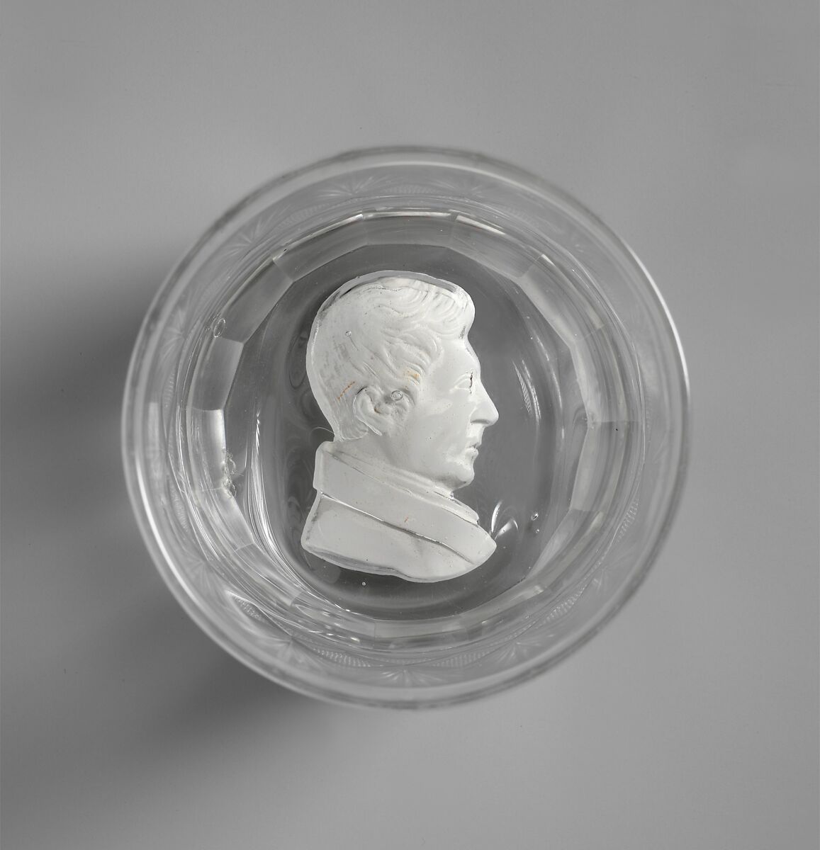 Tumbler, Bakewell, Page &amp; Bakewell (1808–1882), Blown and cut glass; clay cameo, American