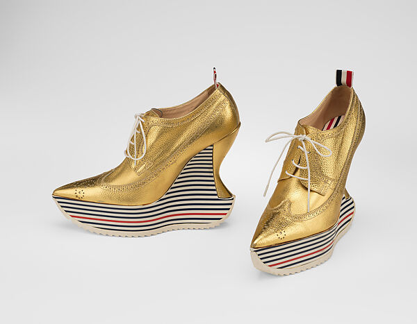 "Mermaid', Thom Browne (American, born 1965), (a) polyamide, silk, lurex, (b) polyamide, silk, lurex, (c) polyamide, silk, lurex, (d, e) leather, rubber, American