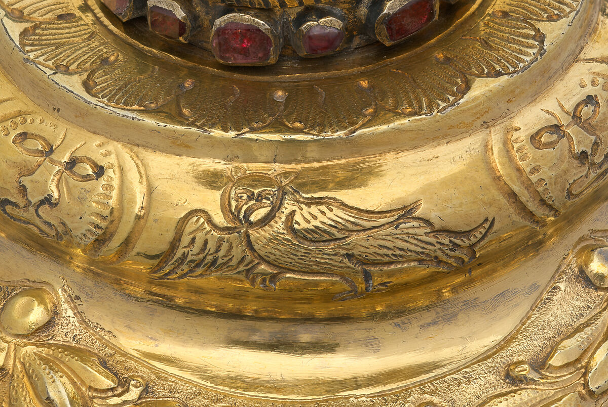 Pair of Torah finials (Rimmonim), Silver, partially gilded, rubies, emeralds, freshwater pearls, enamel, colored glass, Austrian, Galicia (present day Poland/Ukraine)