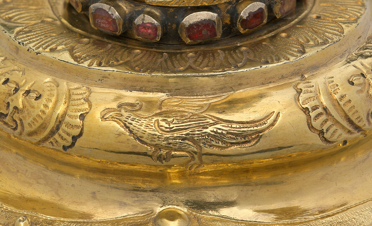 Pair of Torah finials (Rimmonim), Silver, partially gilded, rubies, emeralds, freshwater pearls, enamel, colored glass, Austrian, Galicia (present day Poland/Ukraine)