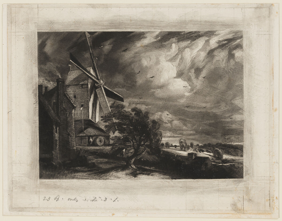 Mill near Colchester, David Lucas (British, Geddington Chase, Northamptonshire 1802–1881 London), Mezzotint 