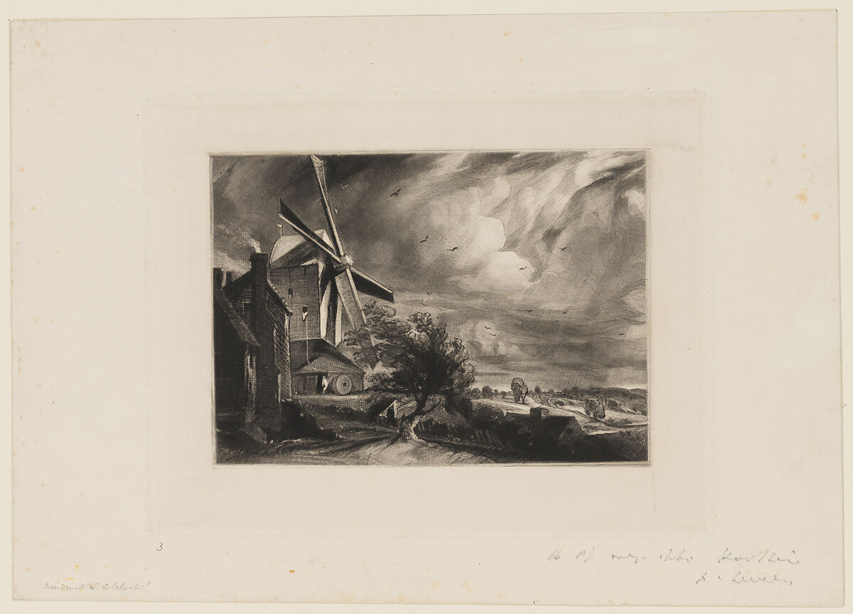 Mill near Colchester, David Lucas (British, Geddington Chase, Northamptonshire 1802–1881 London), Mezzotint 